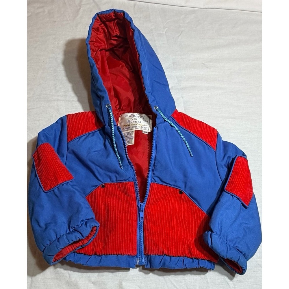 Vintage 80s Mulberry Street boys red and blue coat. Size 24 months/ 2T.
